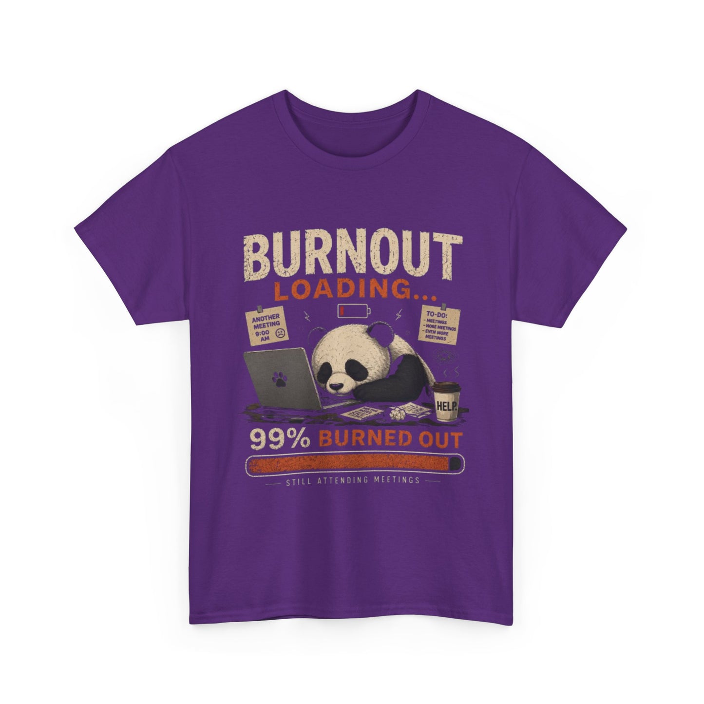 T‑Shirt - Burnout Loading Panda Graphic Tee (“99% Burned Out”)