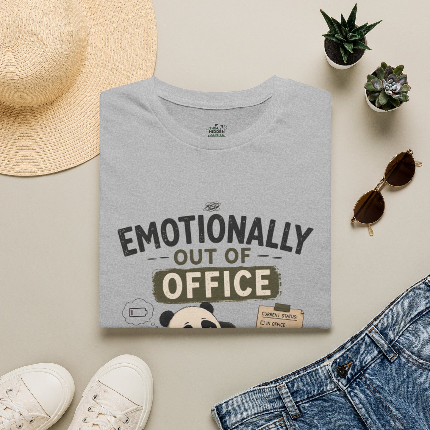 Emotionally Out of Office Panda T-Shirt — Cute Lazy Work Break Graphic Tee