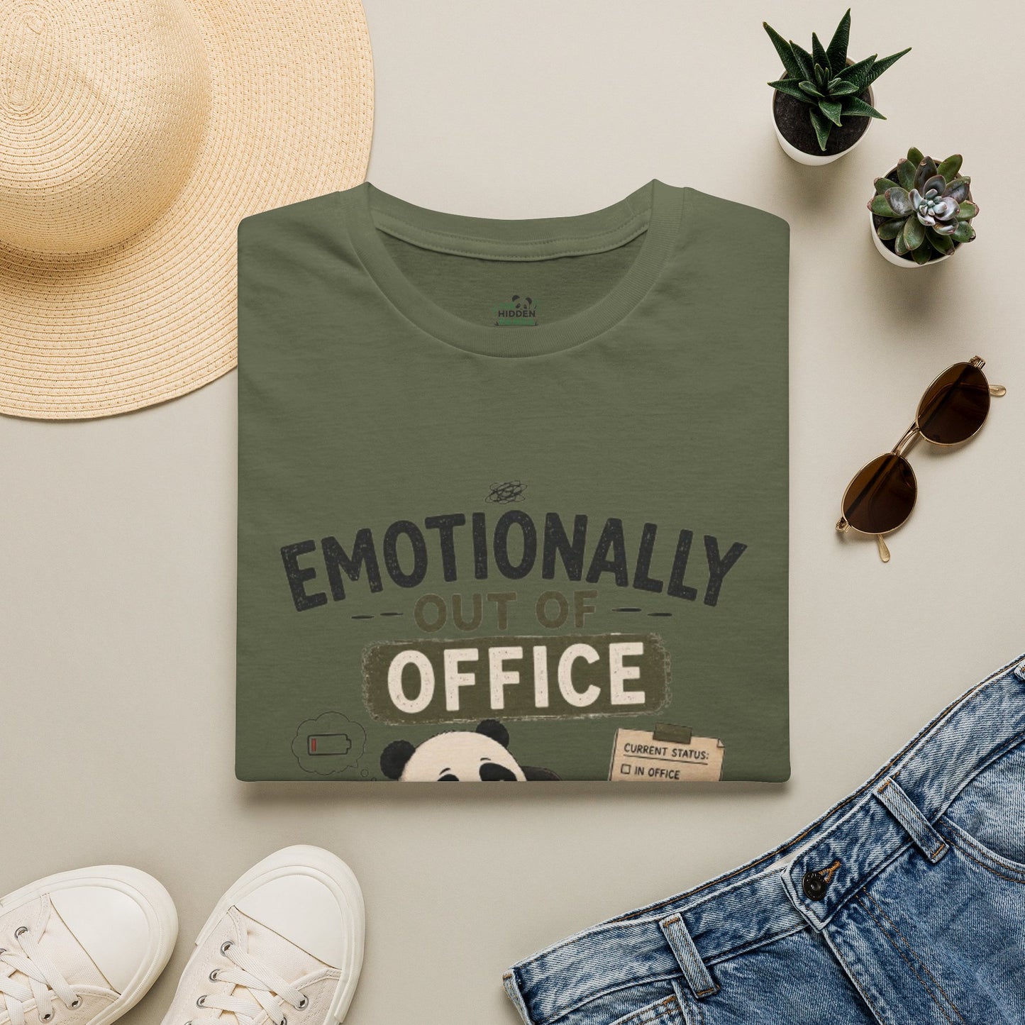 Emotionally Out of Office Panda T-Shirt — Cute Lazy Work Break Graphic Tee