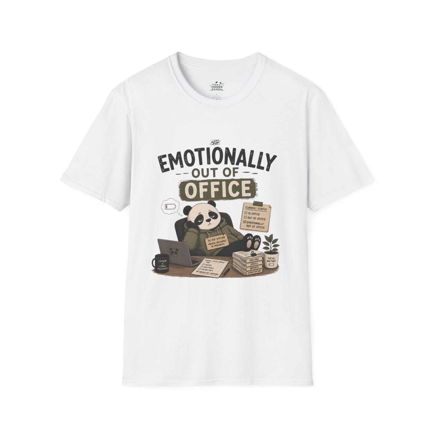 Emotionally Out of Office Panda T-Shirt — Cute Lazy Work Break Graphic Tee