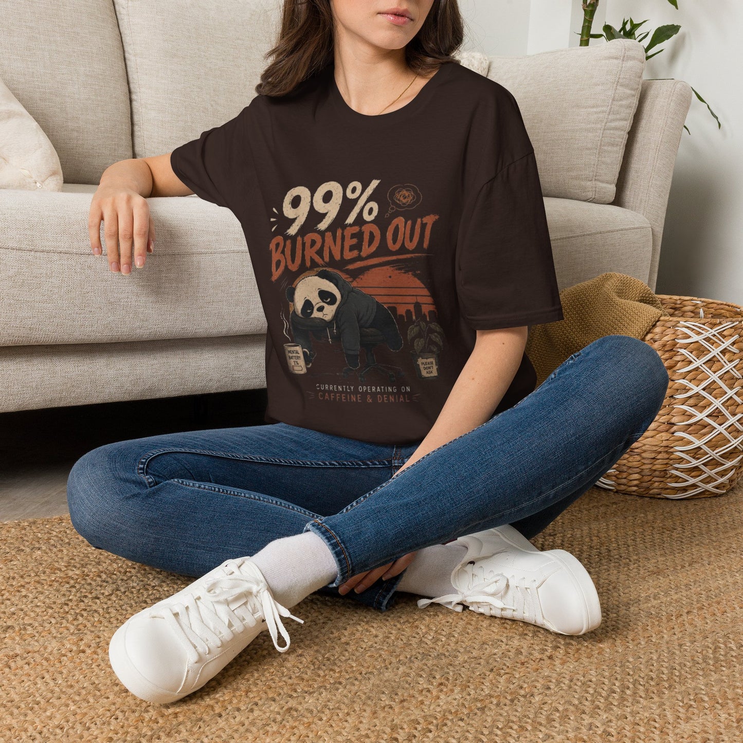 99% Burned Out T-Shirt — Funny Burnout Panda Graphic Tee