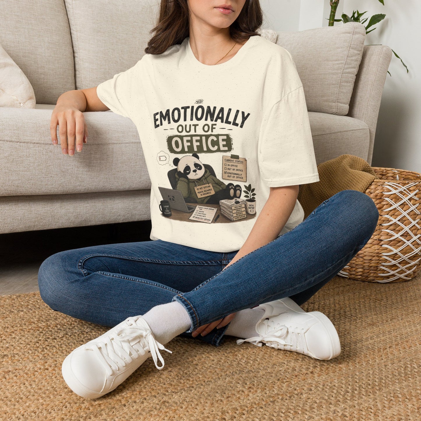 Emotionally Out of Office Panda T-Shirt — Cute Lazy Work Break Graphic Tee