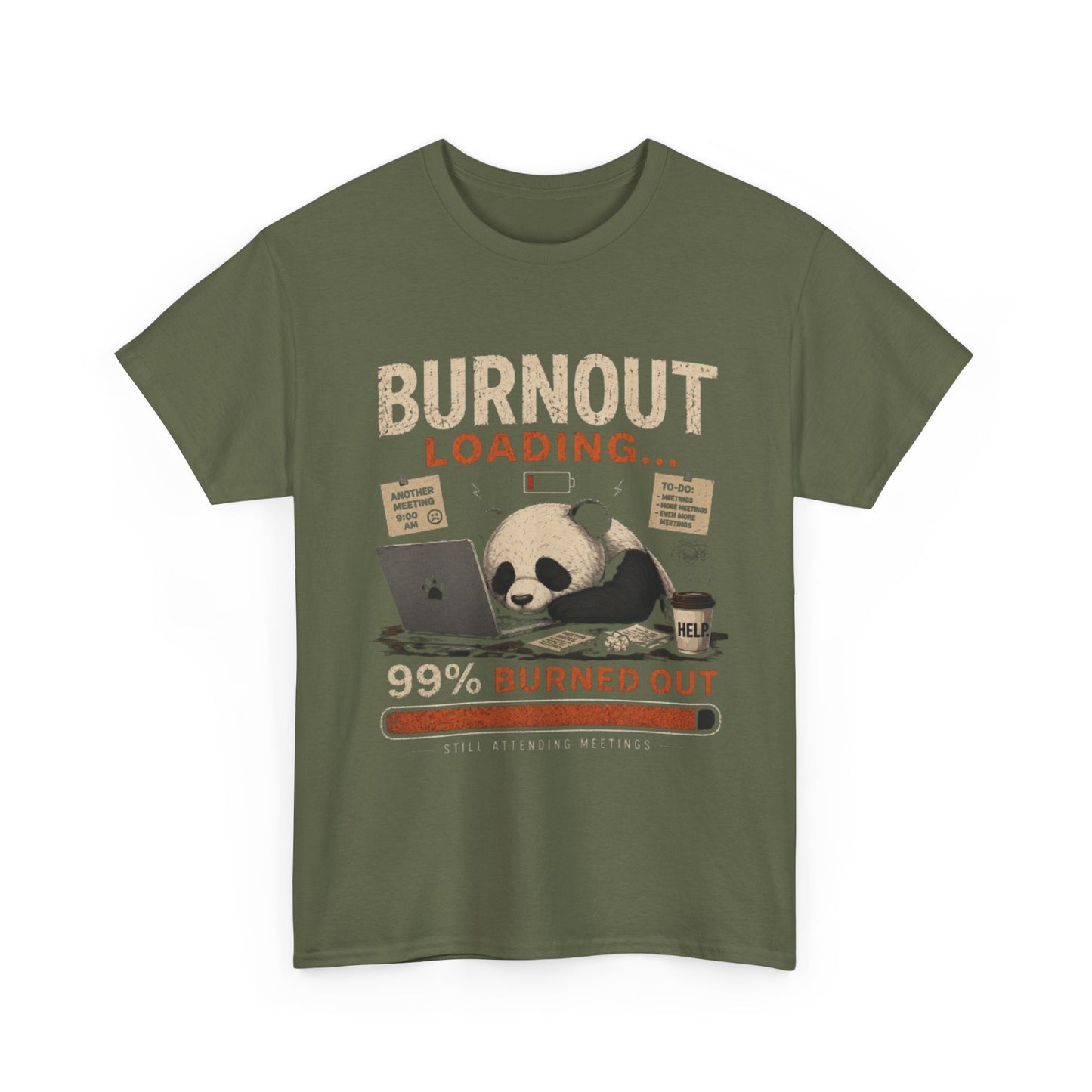 T‑Shirt - Burnout Loading Panda Graphic Tee (“99% Burned Out”)