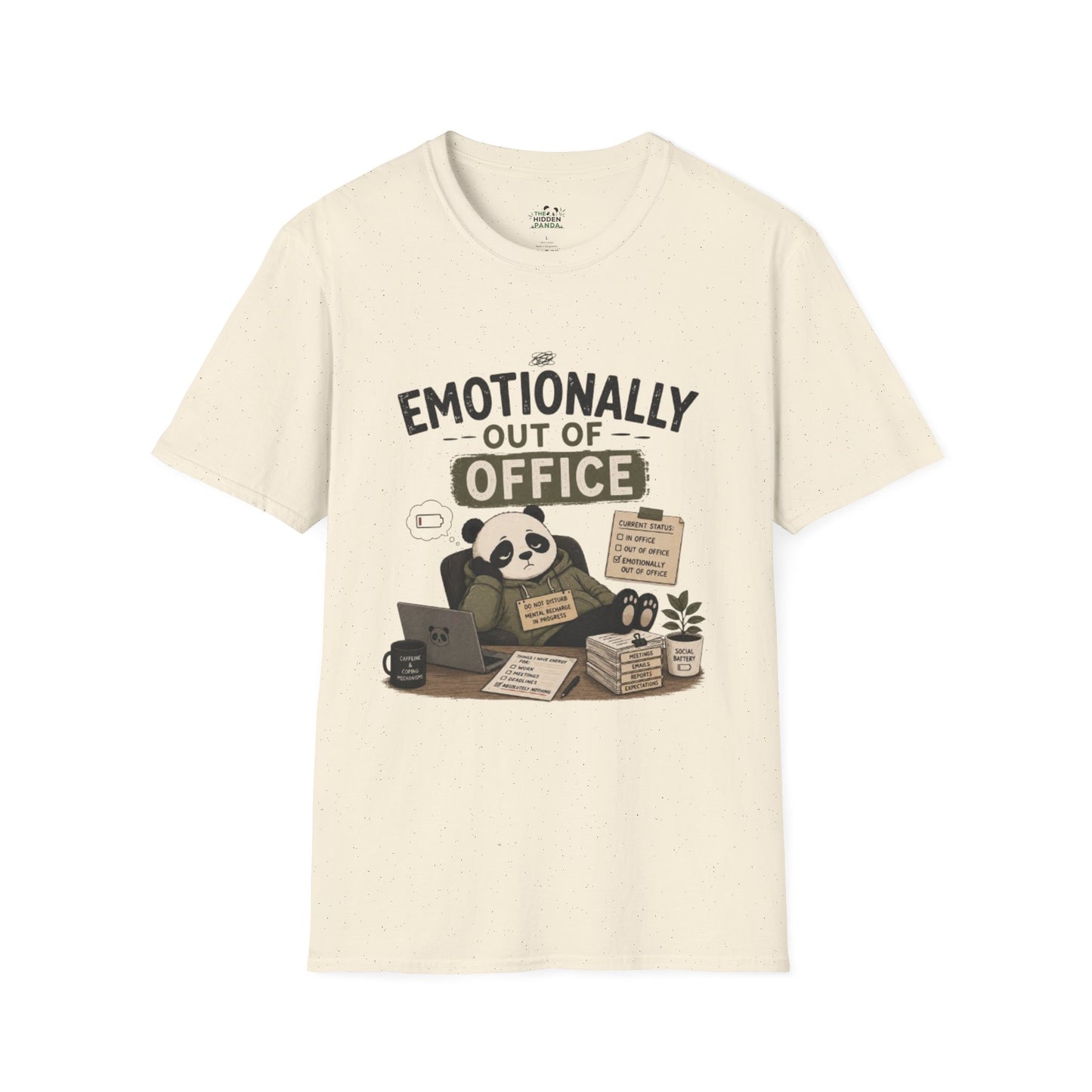 Emotionally Out of Office Panda T-Shirt — Cute Lazy Work Break Graphic Tee