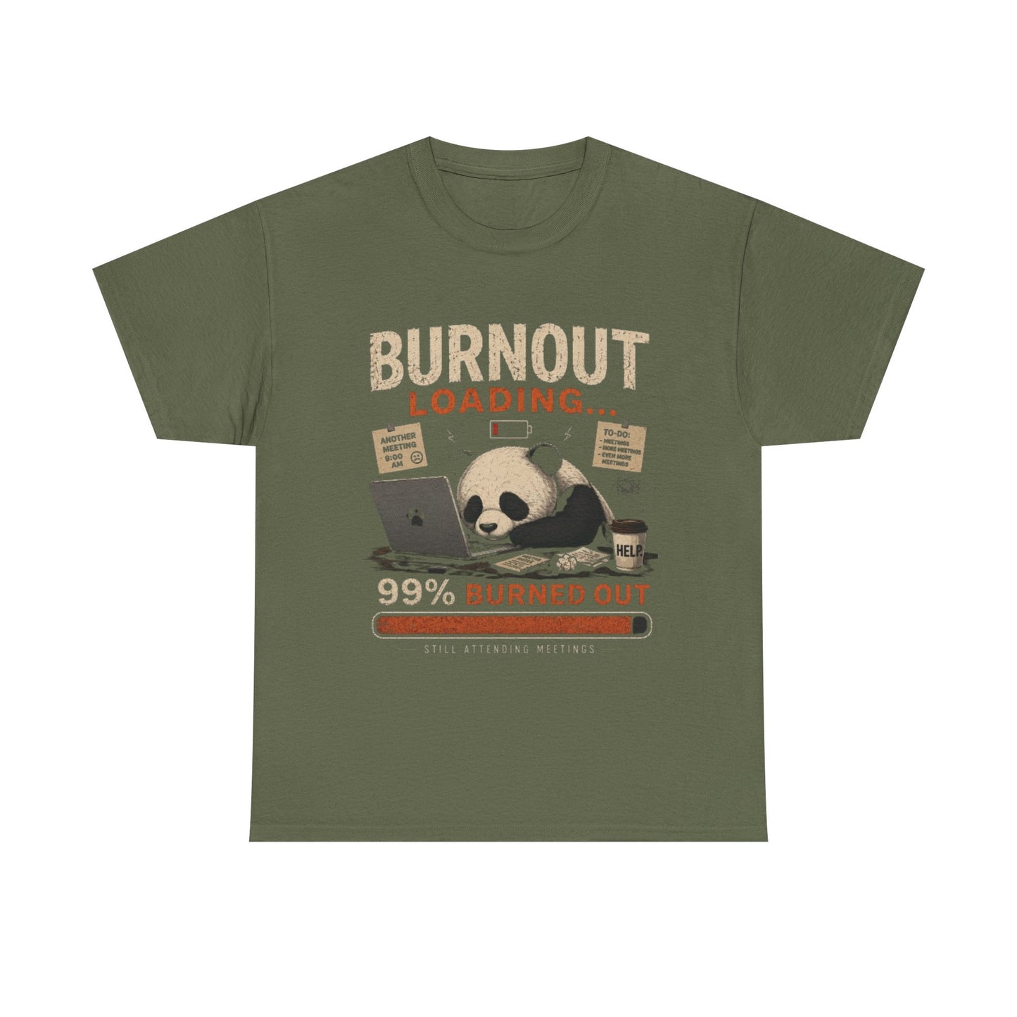 T‑Shirt - Burnout Loading Panda Graphic Tee (“99% Burned Out”)