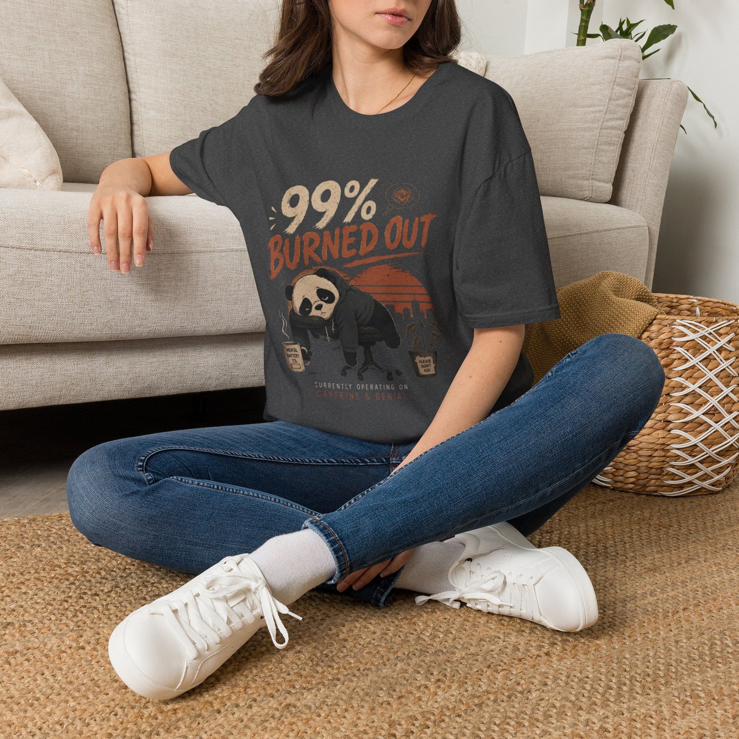 99% Burned Out T-Shirt — Funny Burnout Panda Graphic Tee