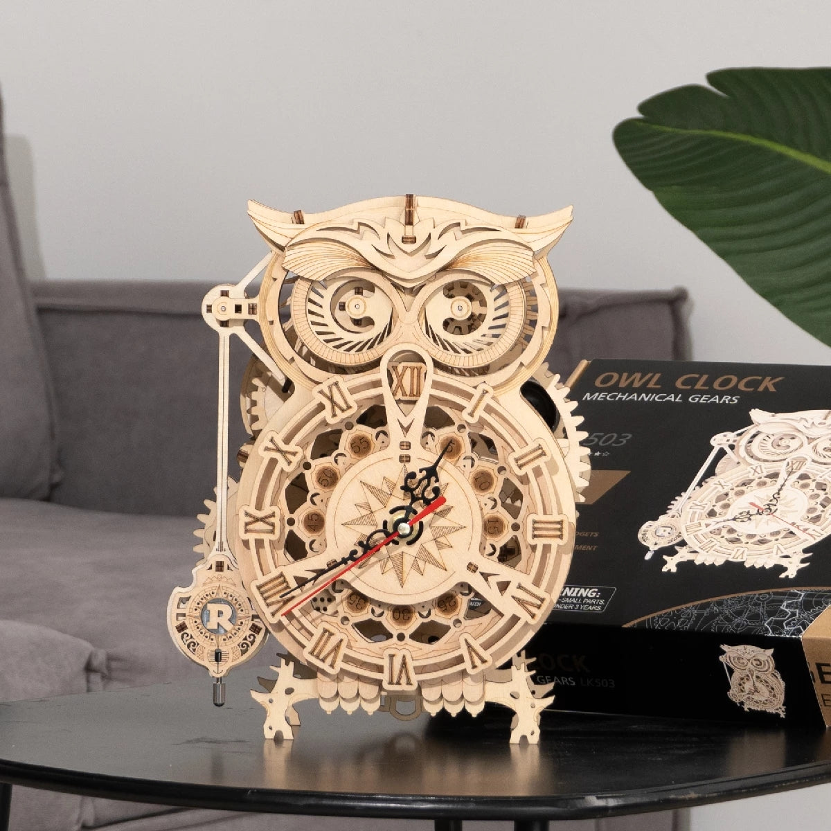 The Hidden Panda 3D Wooden Puzzle Clock Kit – DIY Mechanical Desk Clock Model for Teens & Adults | Laser Cut Wooden Craft Building Set