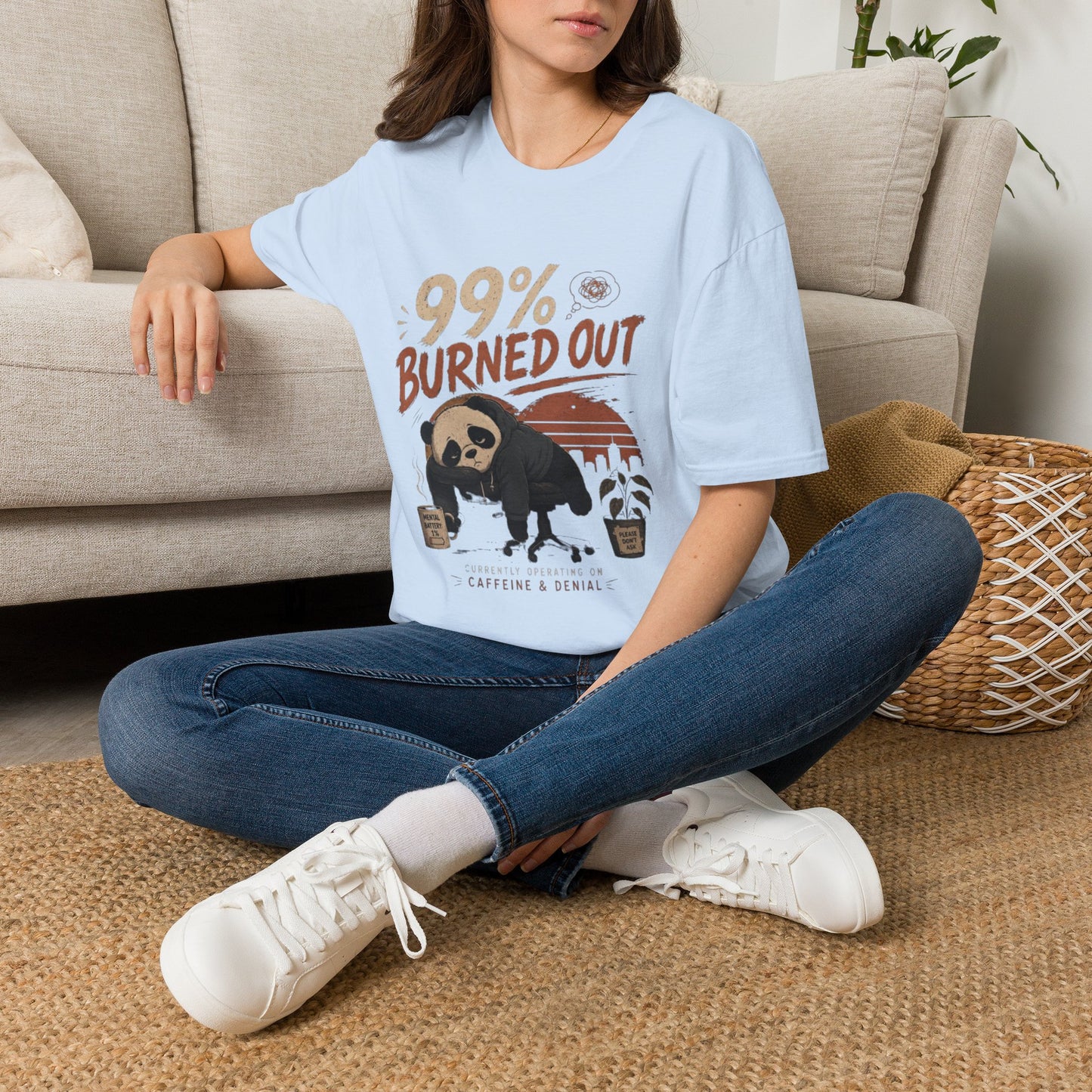 99% Burned Out T-Shirt — Funny Burnout Panda Graphic Tee