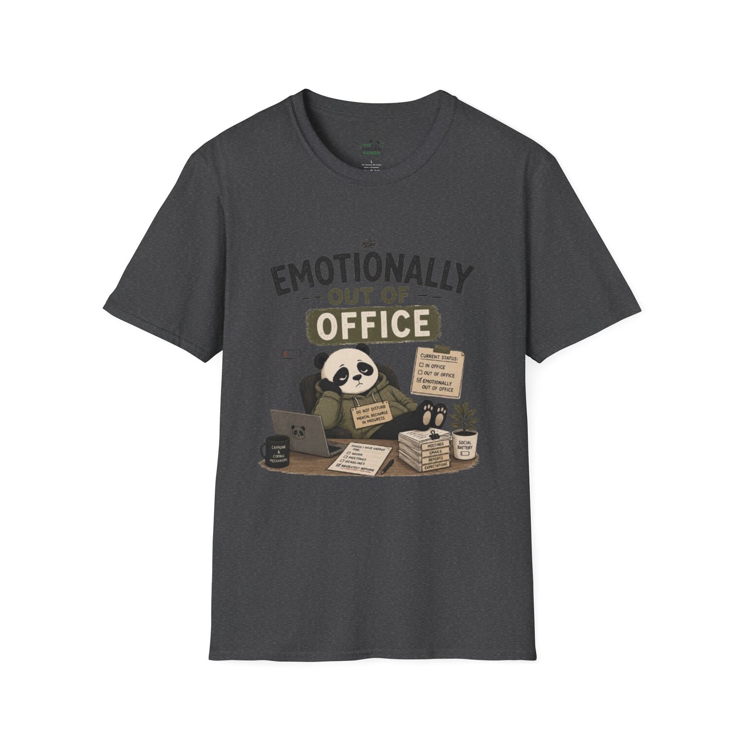 Emotionally Out of Office Panda T-Shirt — Cute Lazy Work Break Graphic Tee