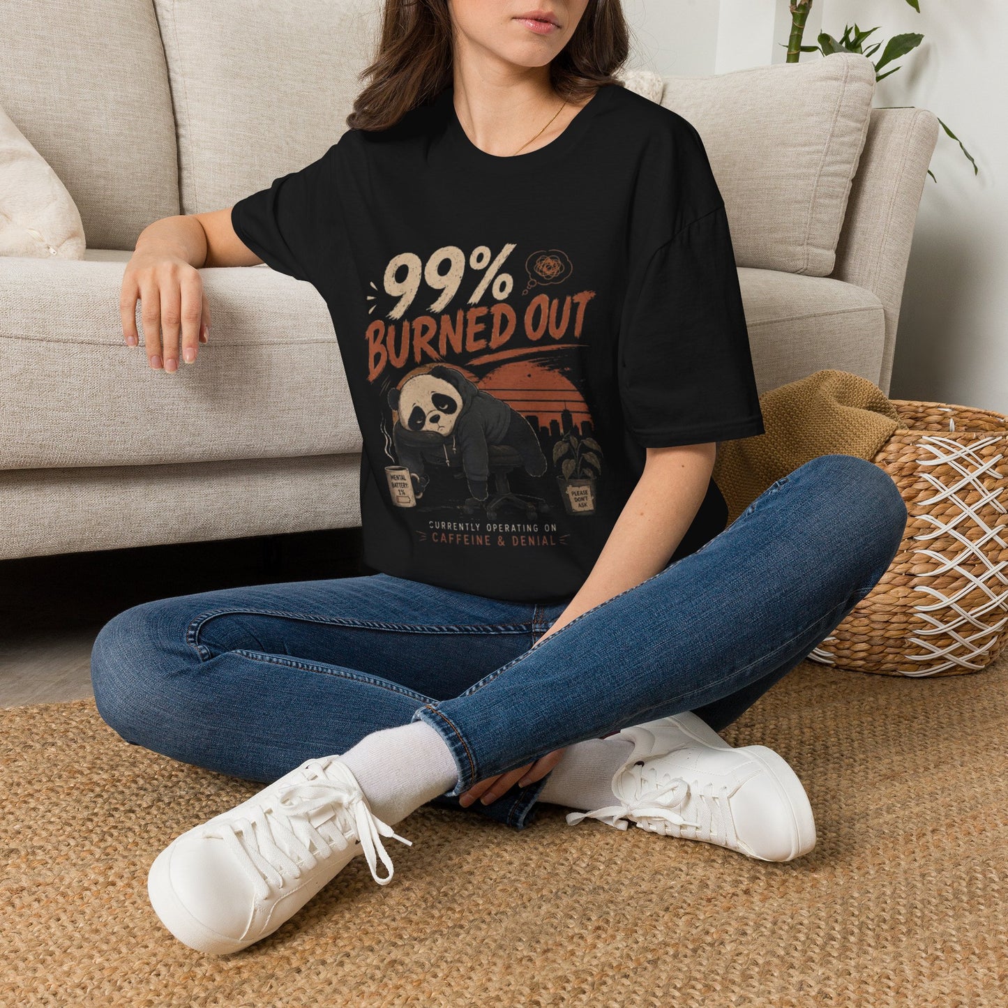 99% Burned Out T-Shirt — Funny Burnout Panda Graphic Tee