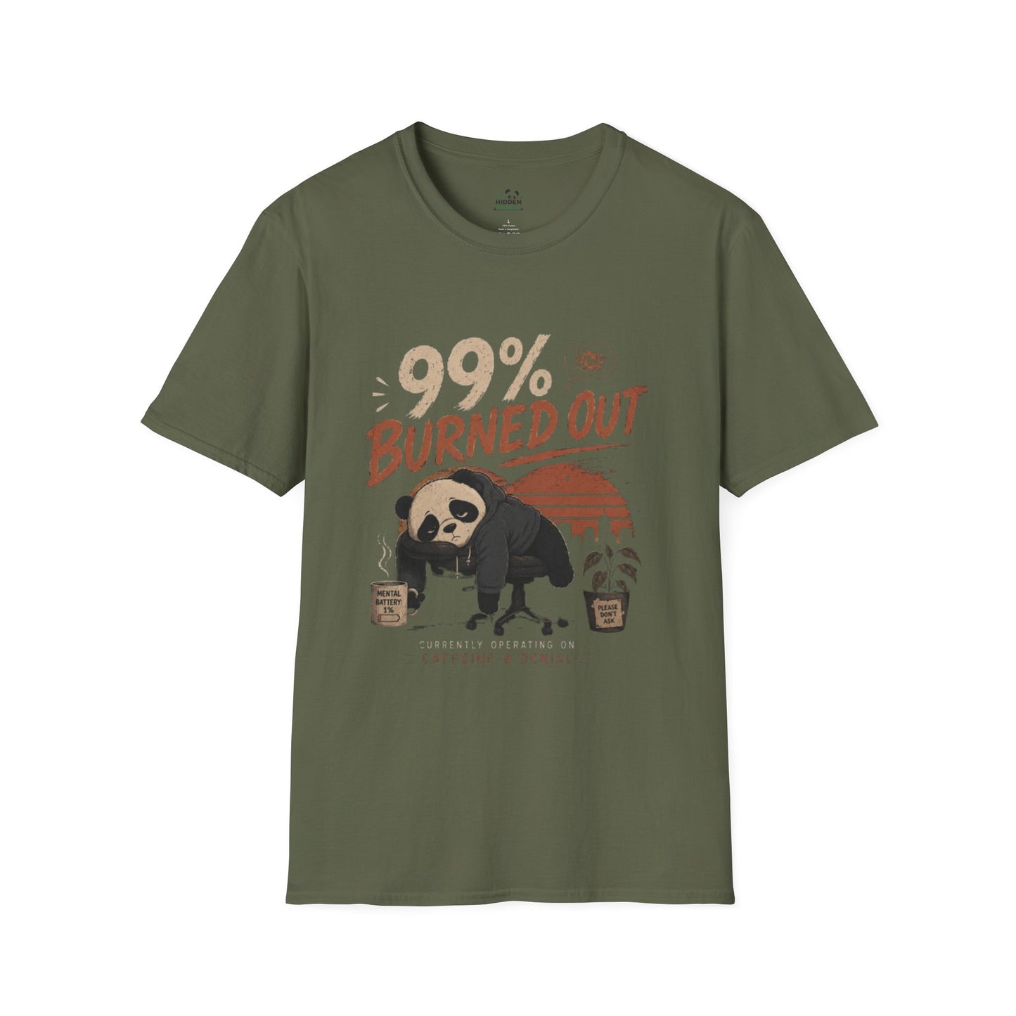99% Burned Out T-Shirt — Funny Burnout Panda Graphic Tee