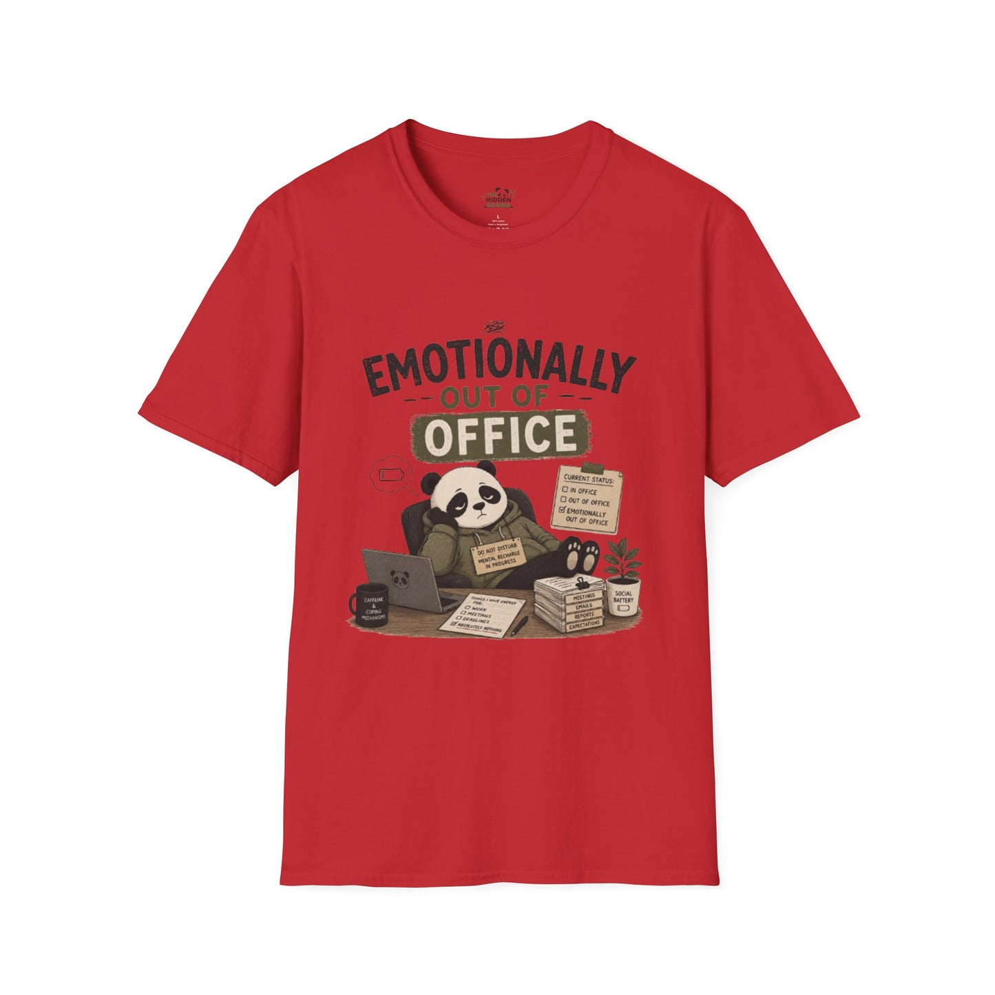 Emotionally Out of Office Panda T-Shirt — Cute Lazy Work Break Graphic Tee