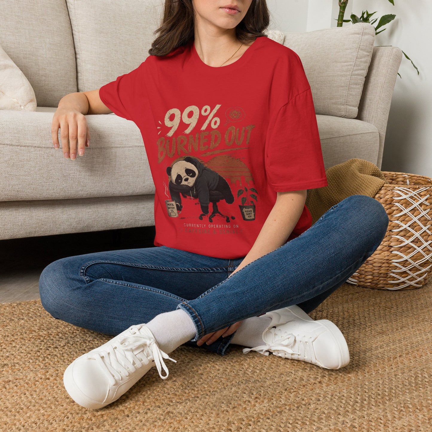 99% Burned Out T-Shirt — Funny Burnout Panda Graphic Tee