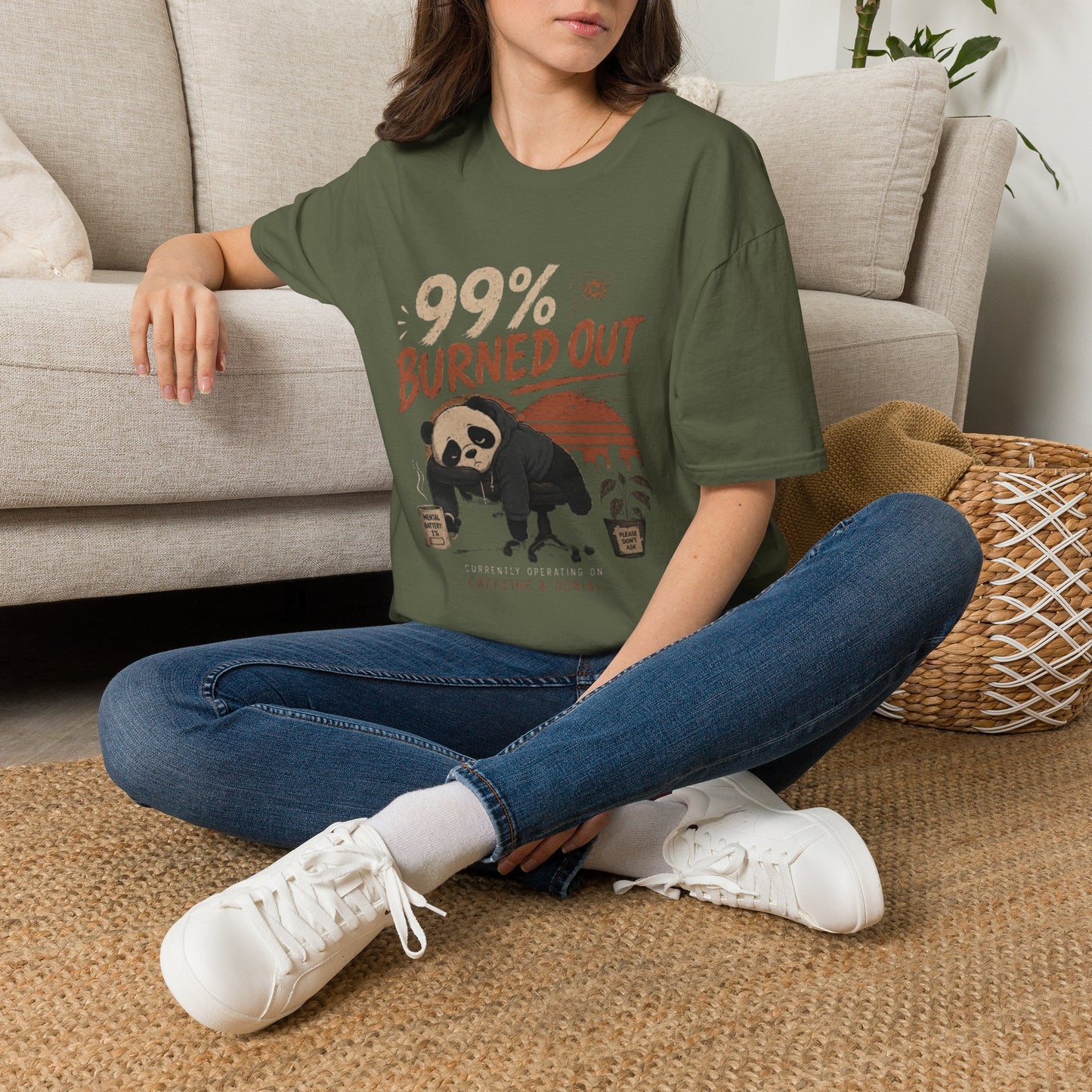 99% Burned Out T-Shirt — Funny Burnout Panda Graphic Tee