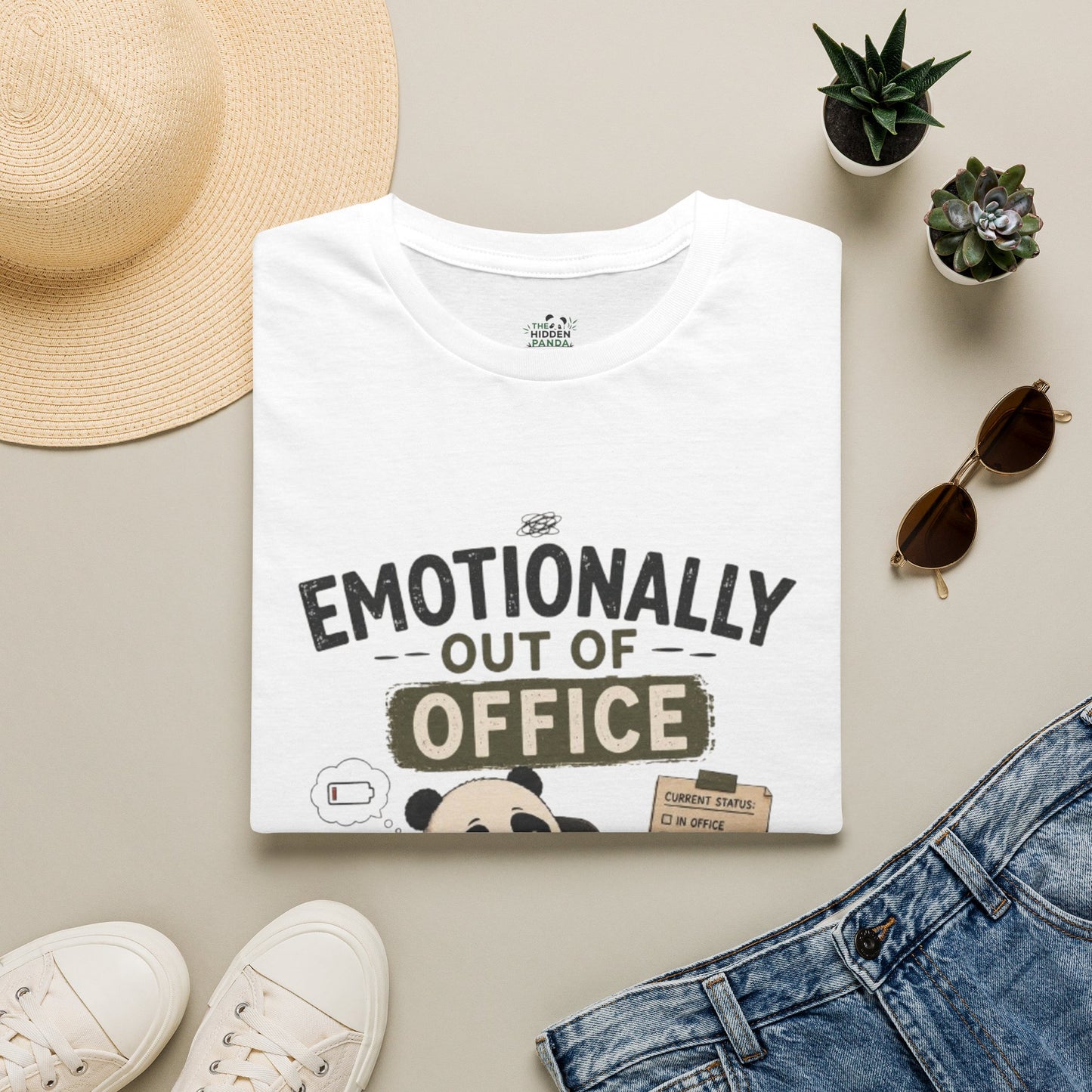 Emotionally Out of Office Panda T-Shirt — Cute Lazy Work Break Graphic Tee