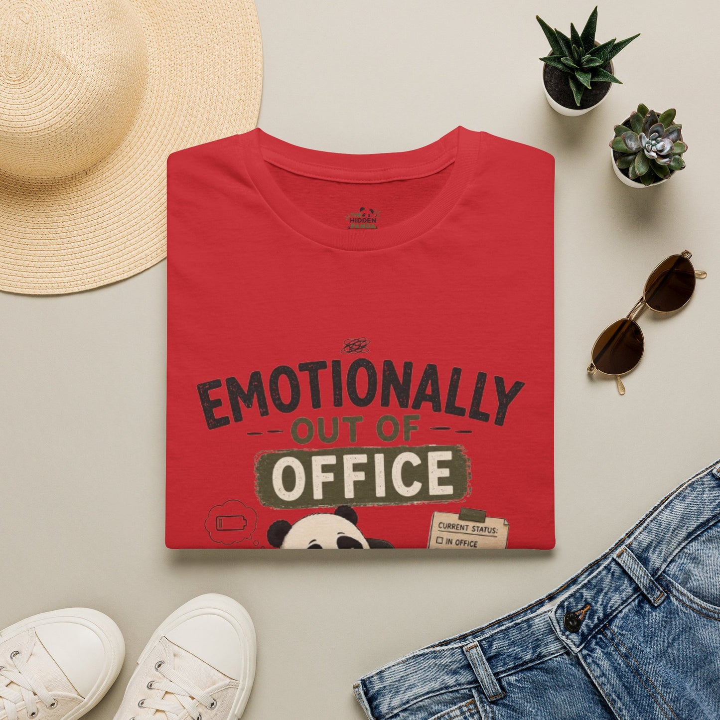 Emotionally Out of Office Panda T-Shirt — Cute Lazy Work Break Graphic Tee
