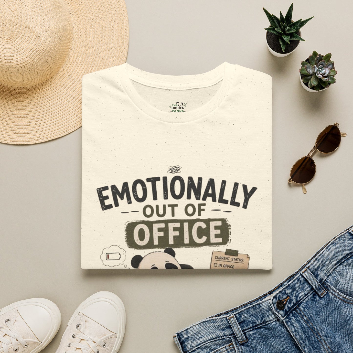 Emotionally Out of Office Panda T-Shirt — Cute Lazy Work Break Graphic Tee