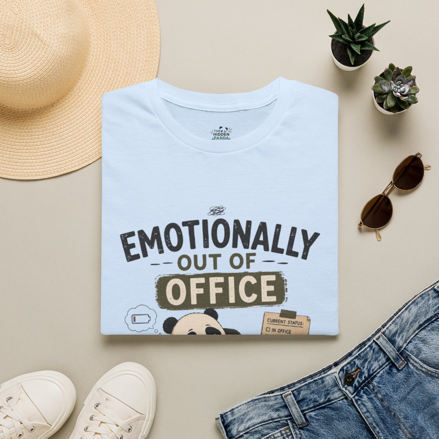 Emotionally Out of Office Panda T-Shirt — Cute Lazy Work Break Graphic Tee